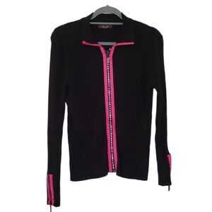 *Camille La vie Zip Front Cardigan Sz L